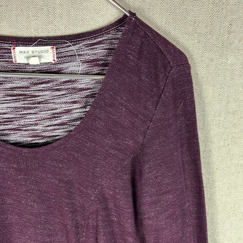 Max Studio > Purple Long Sleeve Scoop Neck Trapeze Sweater Dress Small - Picture 3 of 8